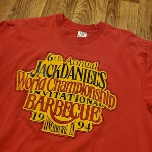 Vintage 90s Barbecue Shirt Adult Large Red Jack Daniels World Championship 1994‎